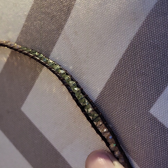 Crystal beaded twined in leather...awesome piece...Bella ryann - Picture 3 of 10